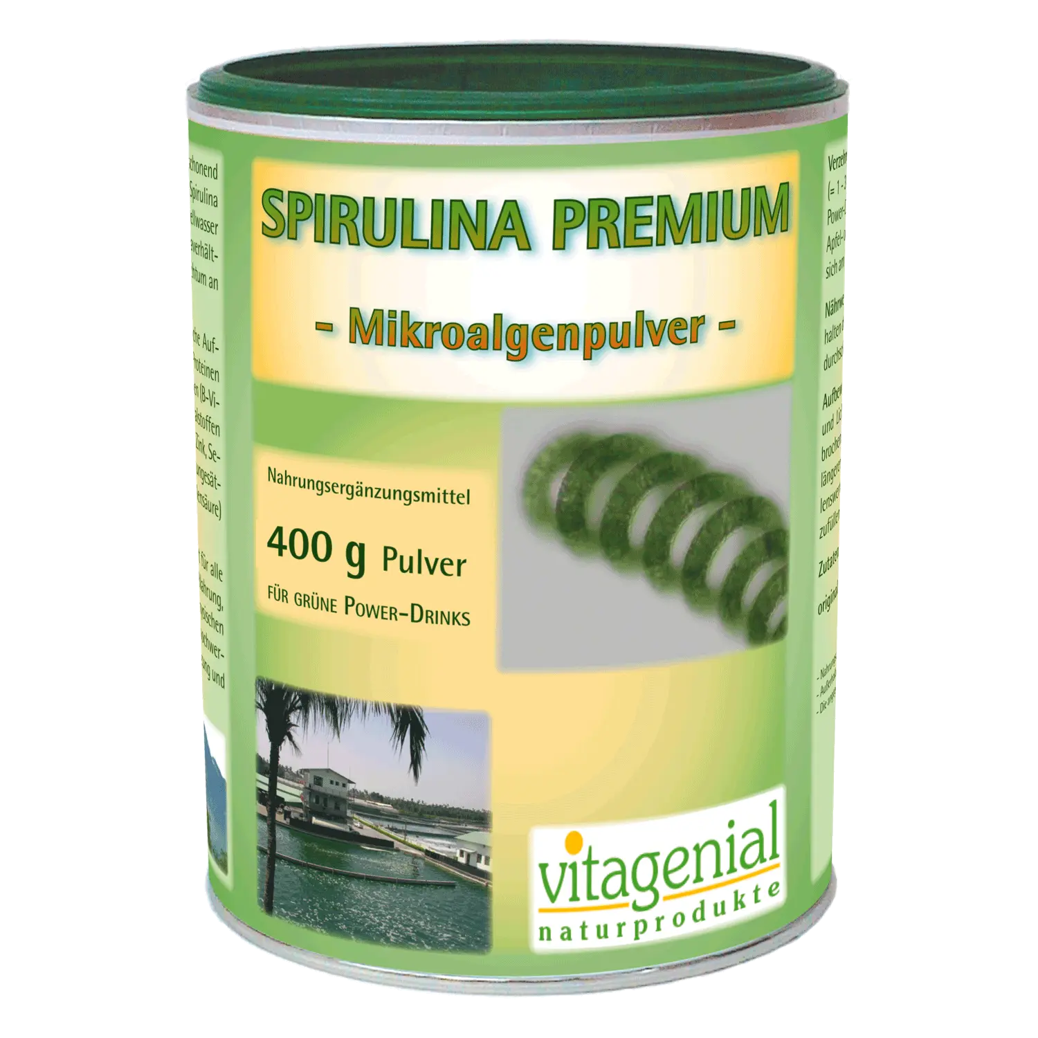 Vitagenial Spirulina Premium Mikroalgenpulver als 500 Gramm Pulver