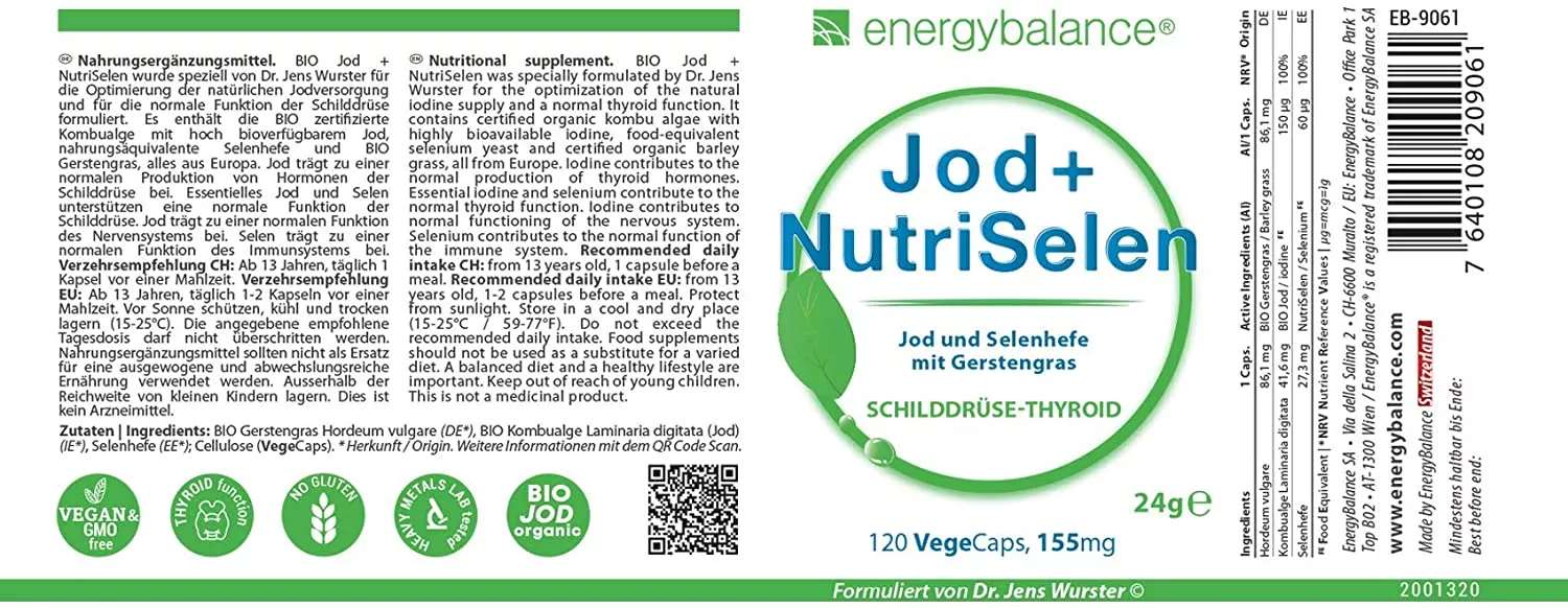 Jod + Nutri Selen Etikett von Energybalance