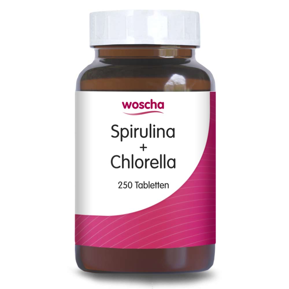 Woscha Spirulina + Chlorella von podo medi beinhaltet 250 Tabletten