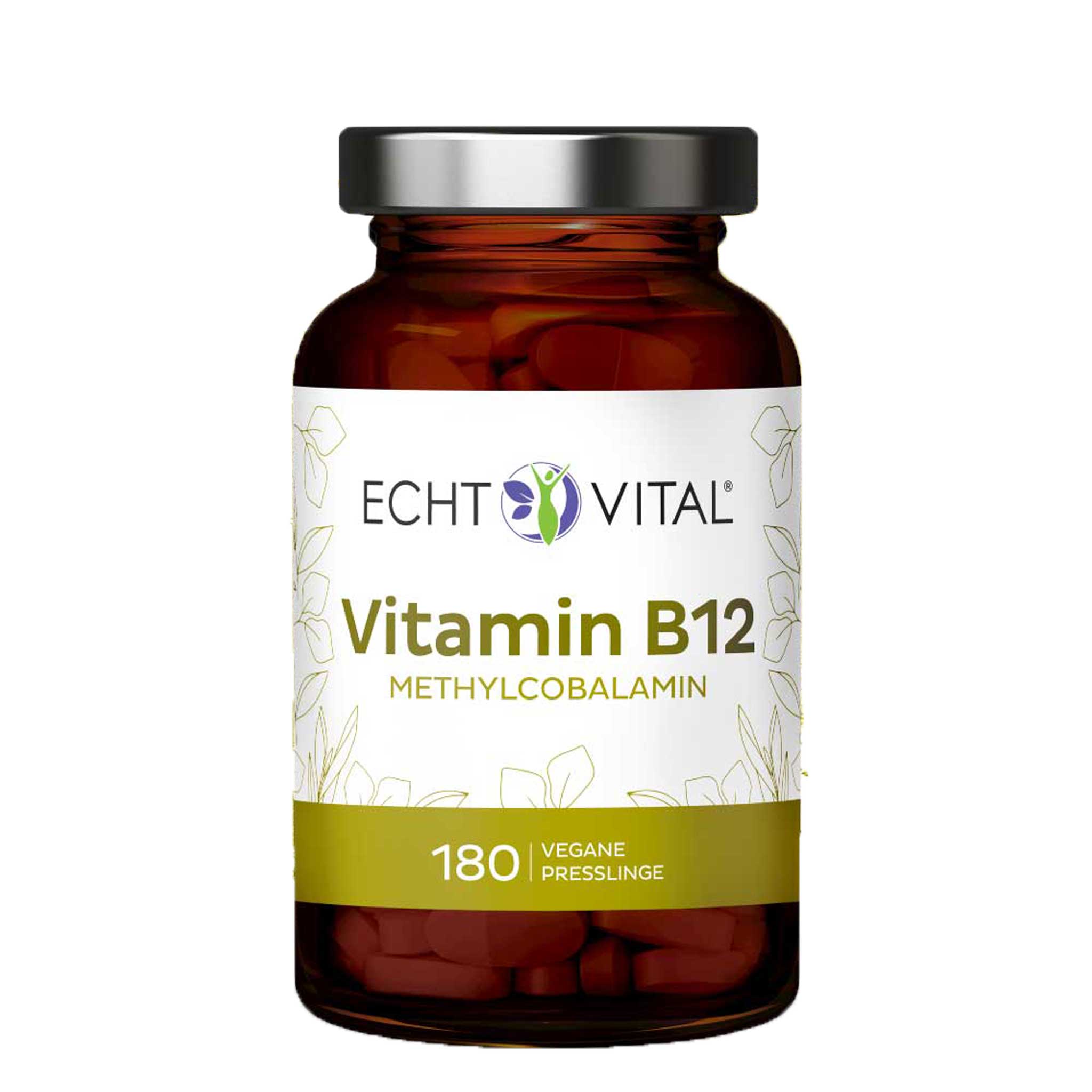 Vitamin B12 von Echt Vital beinhaltet 180 vegane Presslinge
