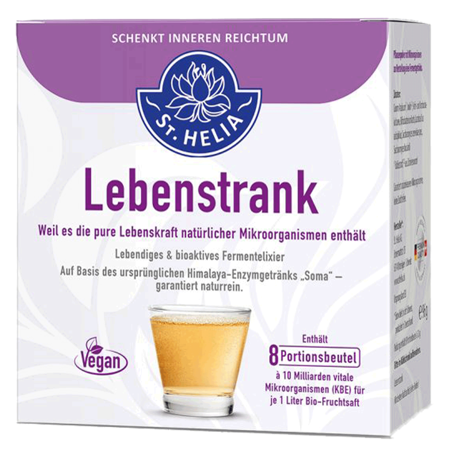 Lebenstrank St. Helia 8 Beutel je 18 g Pulver Lebenstrank von St. Helia beinhaltet 8 Beutel je 18 Gramm Pulver, Alkohol, Bier, Getränk, Tasse