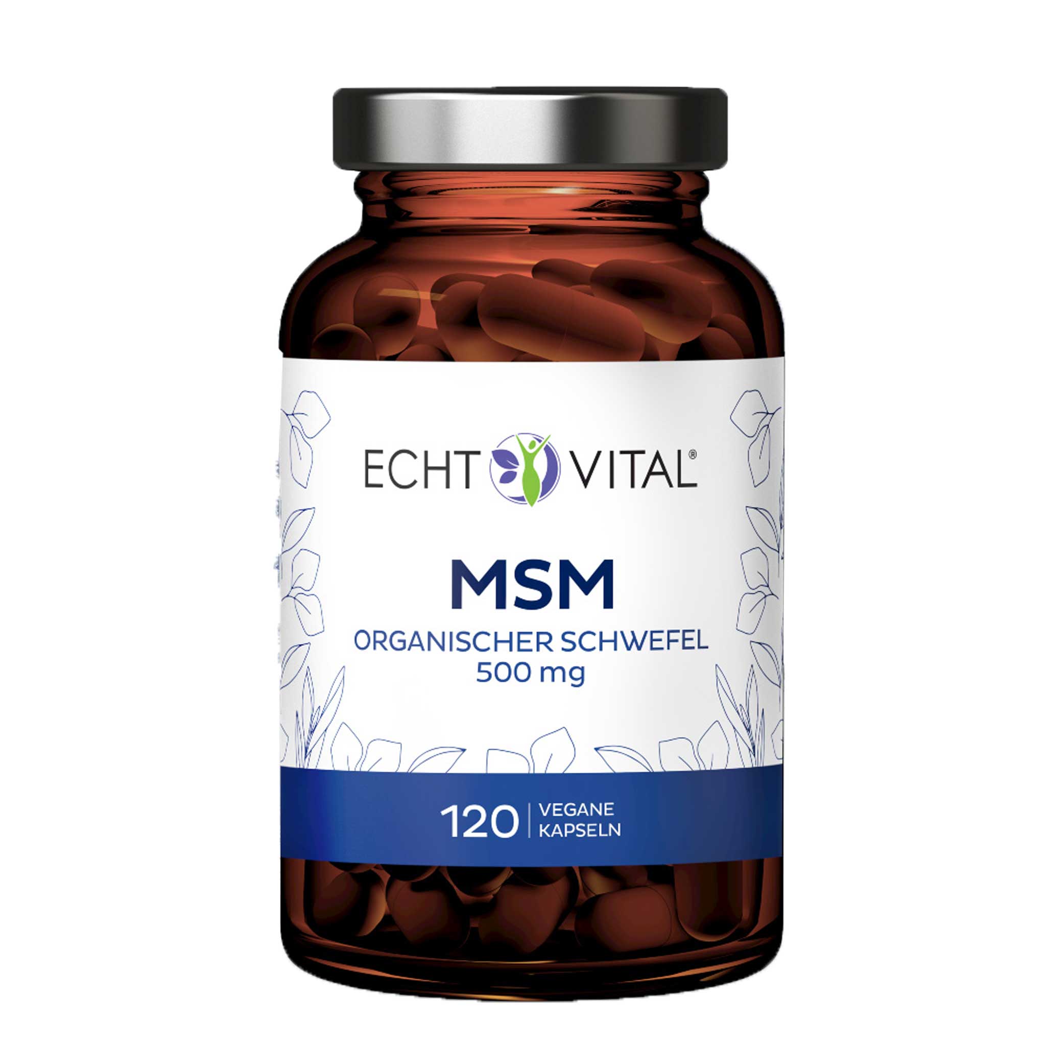 MSM organischer Schwefel von Echt Vital 500 Milligramm beinhaltet 120 vegane Kapseln