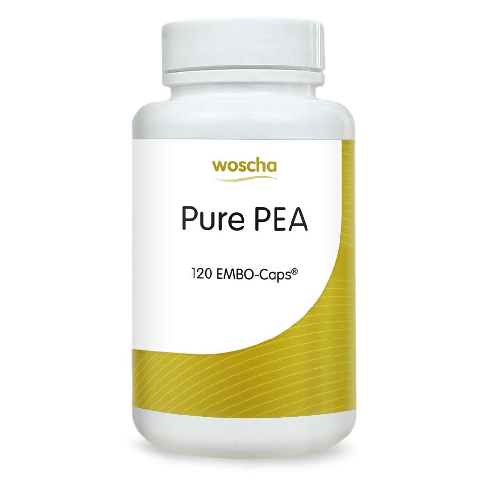 Woscha Pure PEA Palmitoylethanolamid von podo medi beinhaltet 120 Kapseln