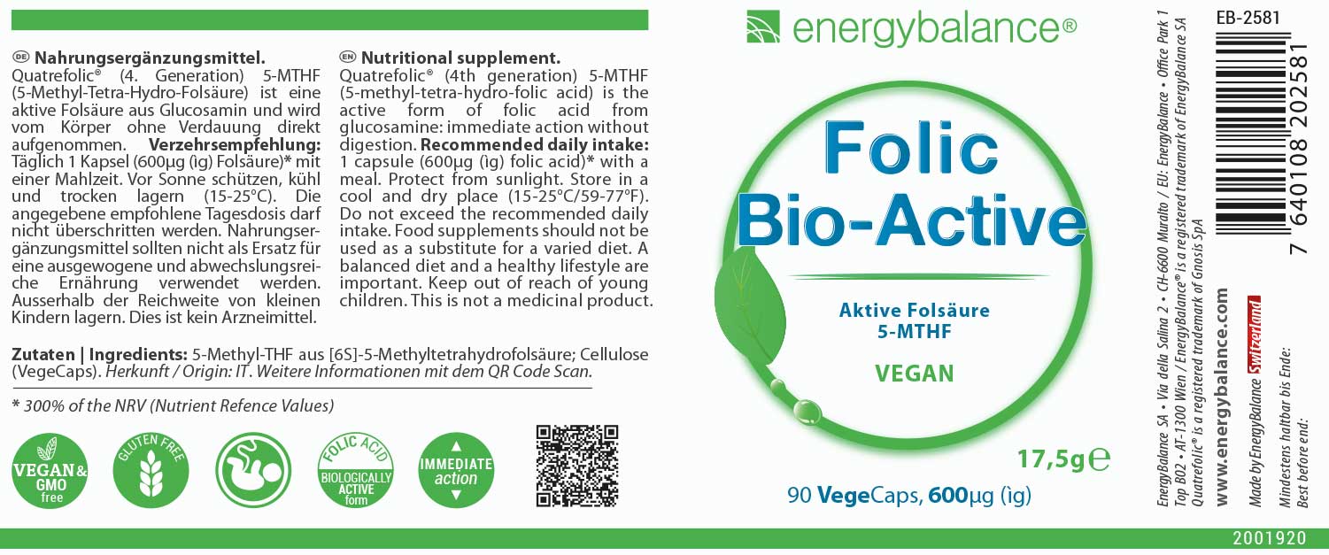 Folic Bio-Aktiv Etikett von Energybalance
