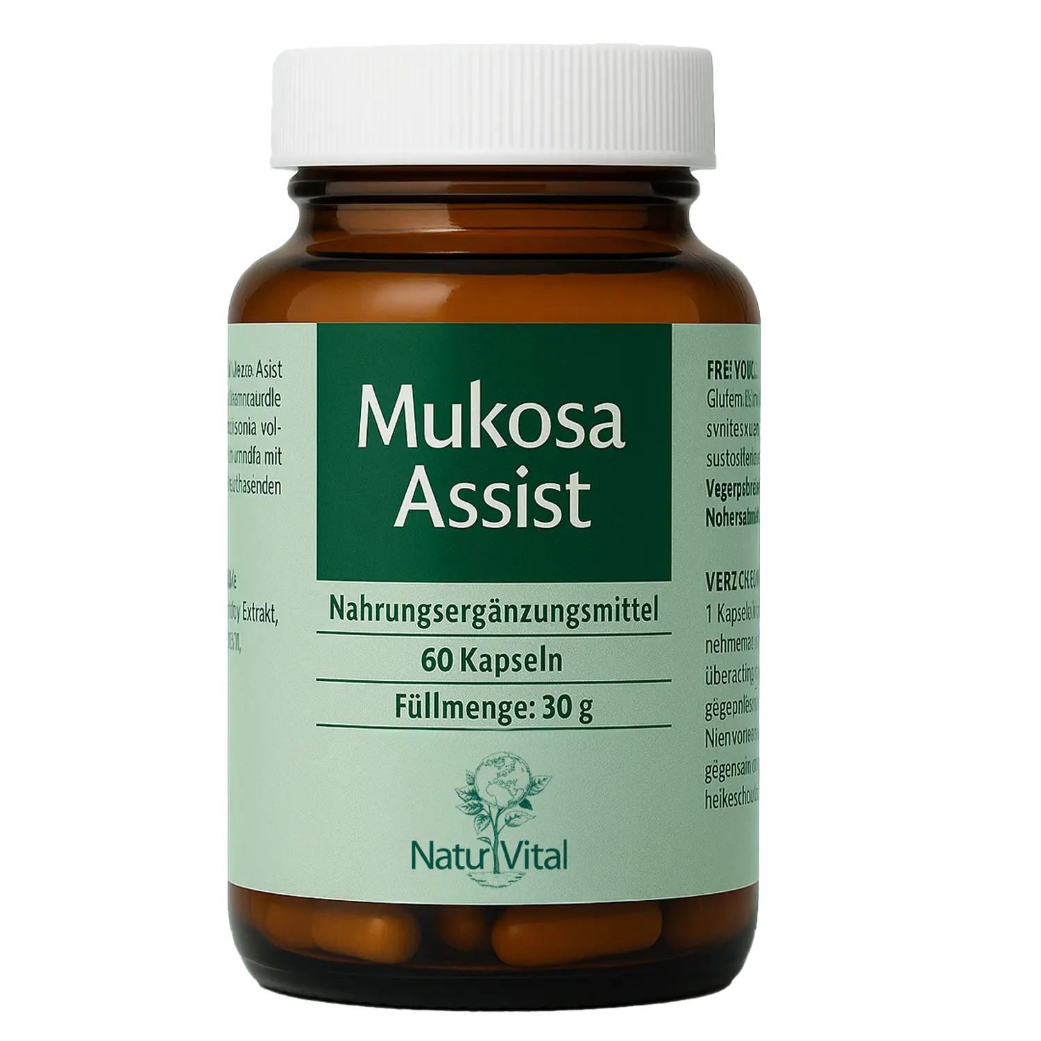 Mukosa Assist Kräuter von Natur Vital beinhaltet 60 Kapseln