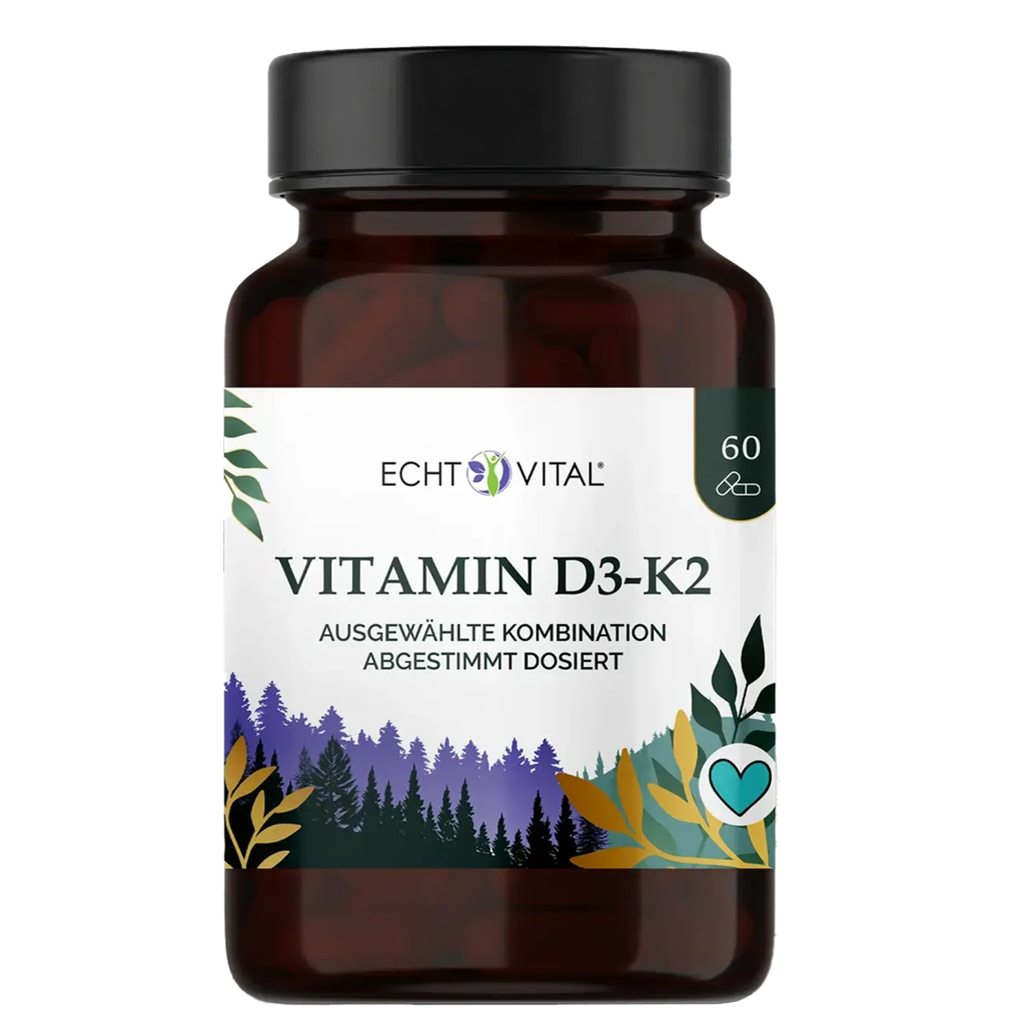 Vitamin D3 - K2, 60 capsules