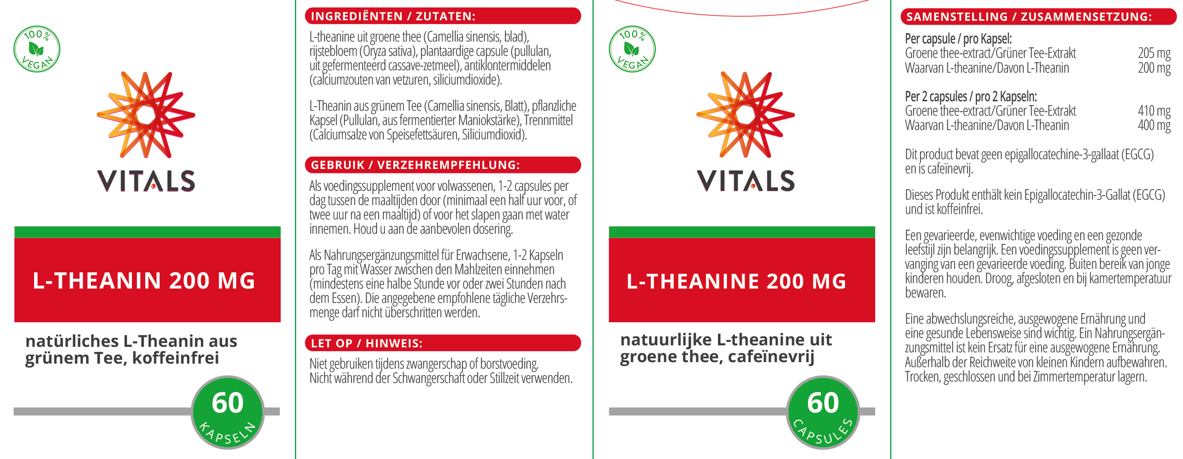 Vitals L-Theanin 200 mg, 60 Kapseln  EAN: 8716717004560