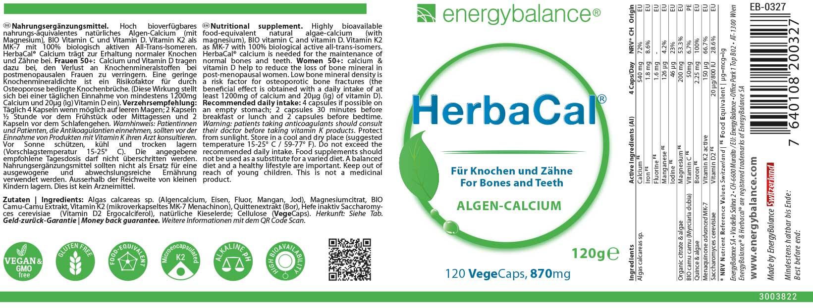 HerbaCal Etikett von Energybalance