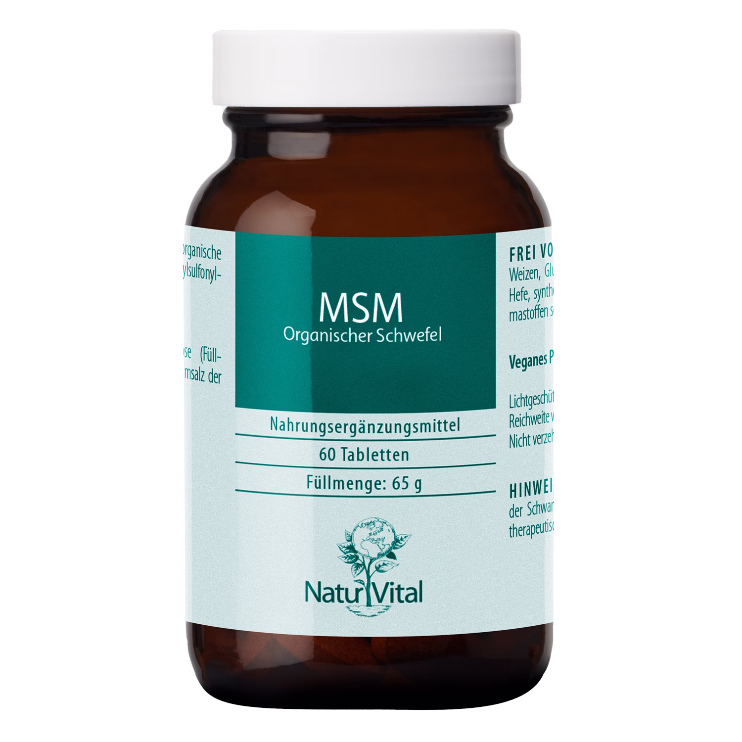 MSM Organischer Schwefel von Natur Vital beinhaltet 60 Tabletten