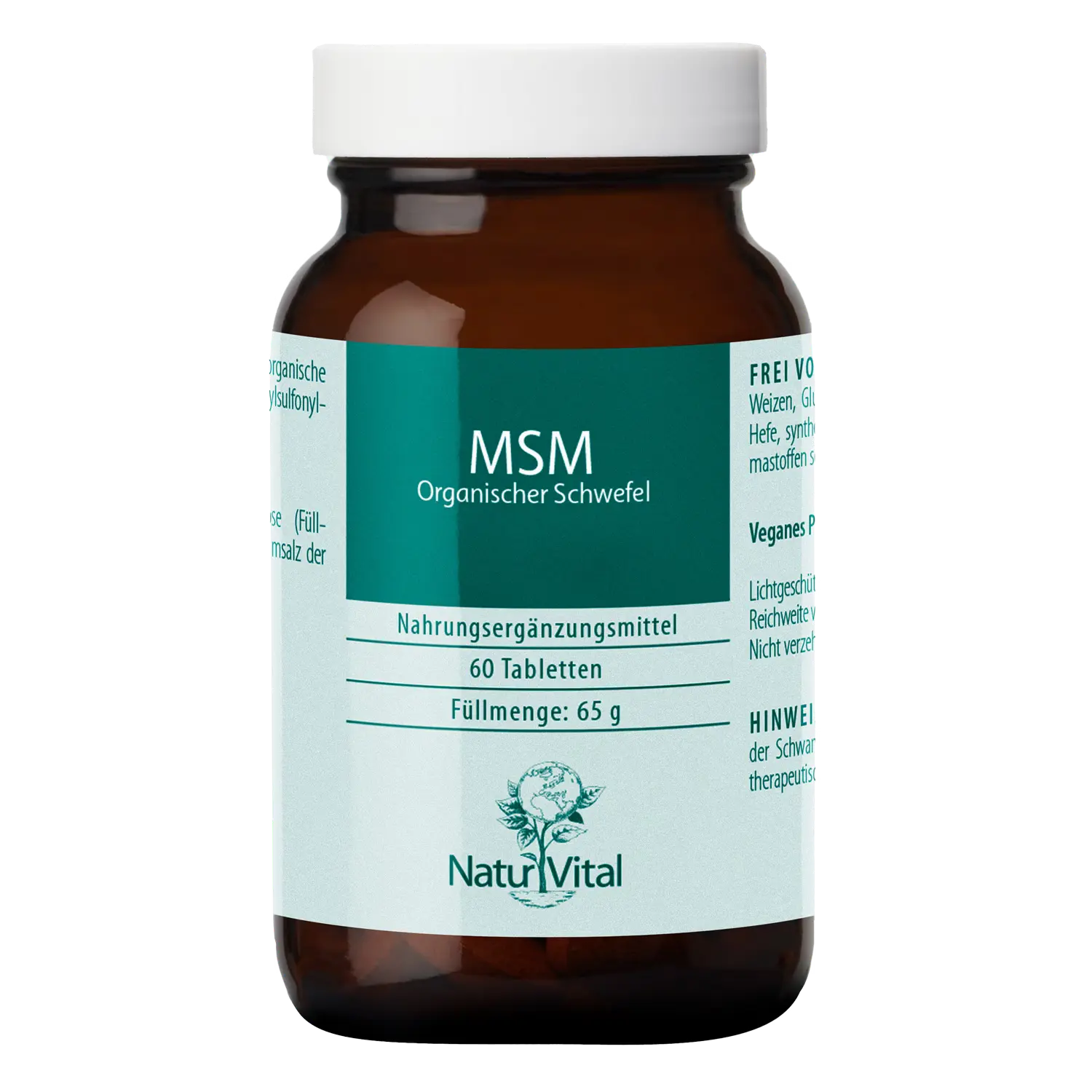 MSM Organischer Schwefel von Natur Vital beinhaltet 60 Tabletten