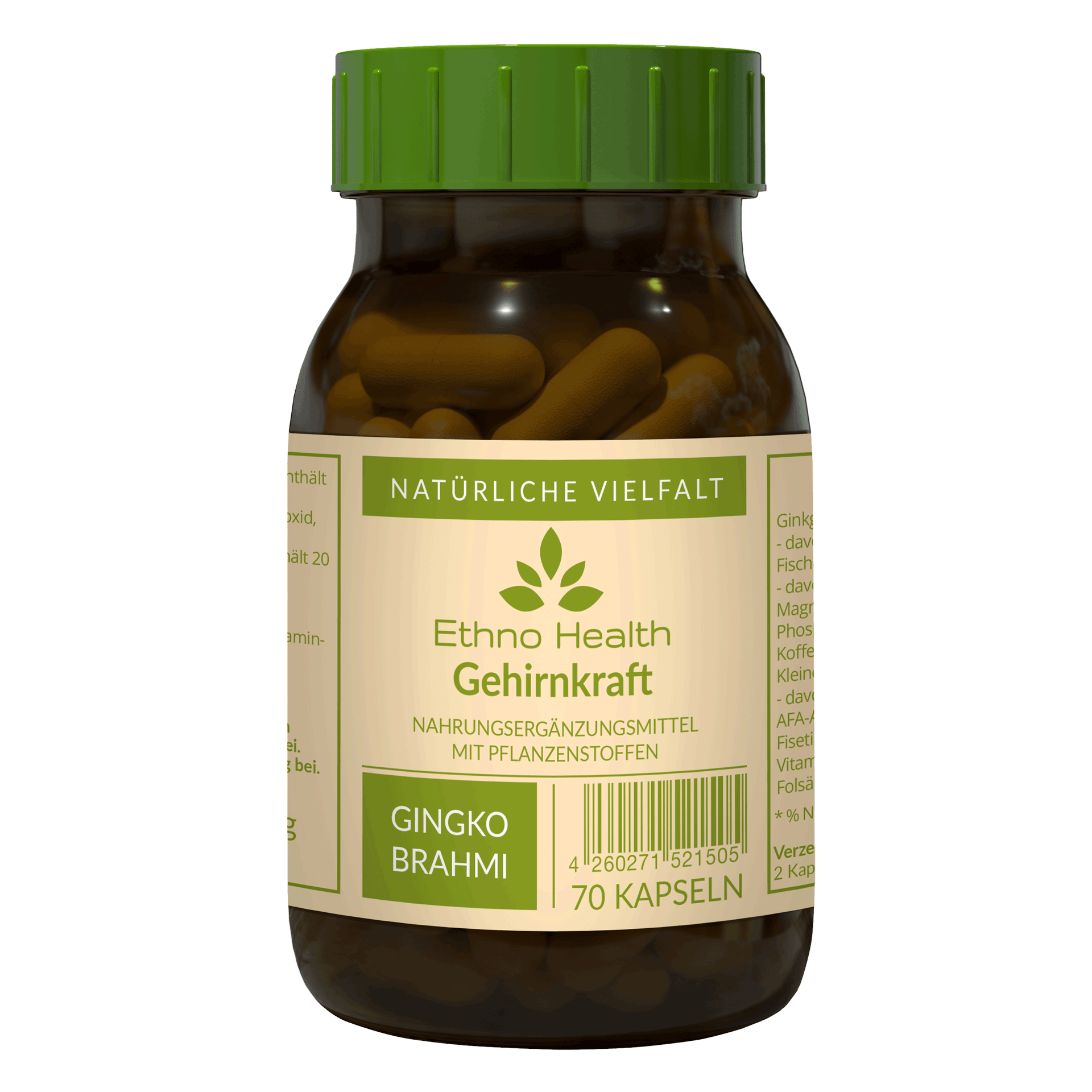 Gehirnkraft Ethno Health 70 Kapseln Gehirnkraft von Ethno Health beinhaltet 70 Kapseln