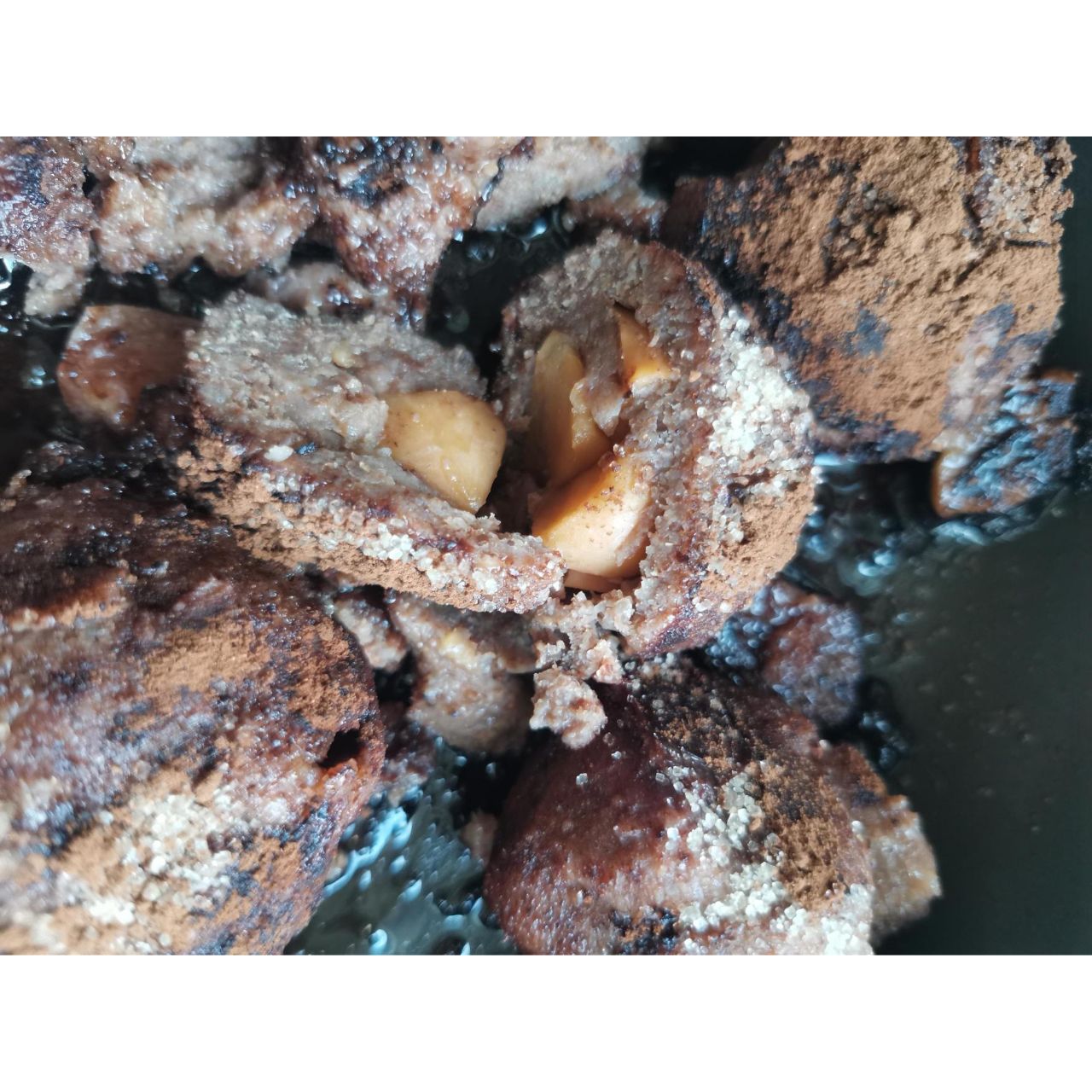 Apfelkugeln aus Kartoffelteig mit Eichelmehl