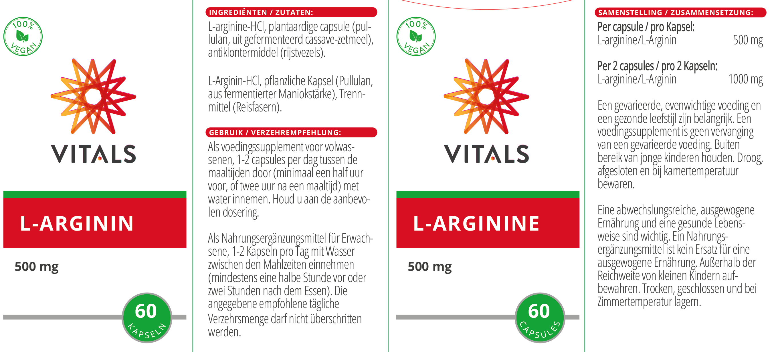 Vitals L-Arginin, 60 Kapseln  EAN: 8716717002801