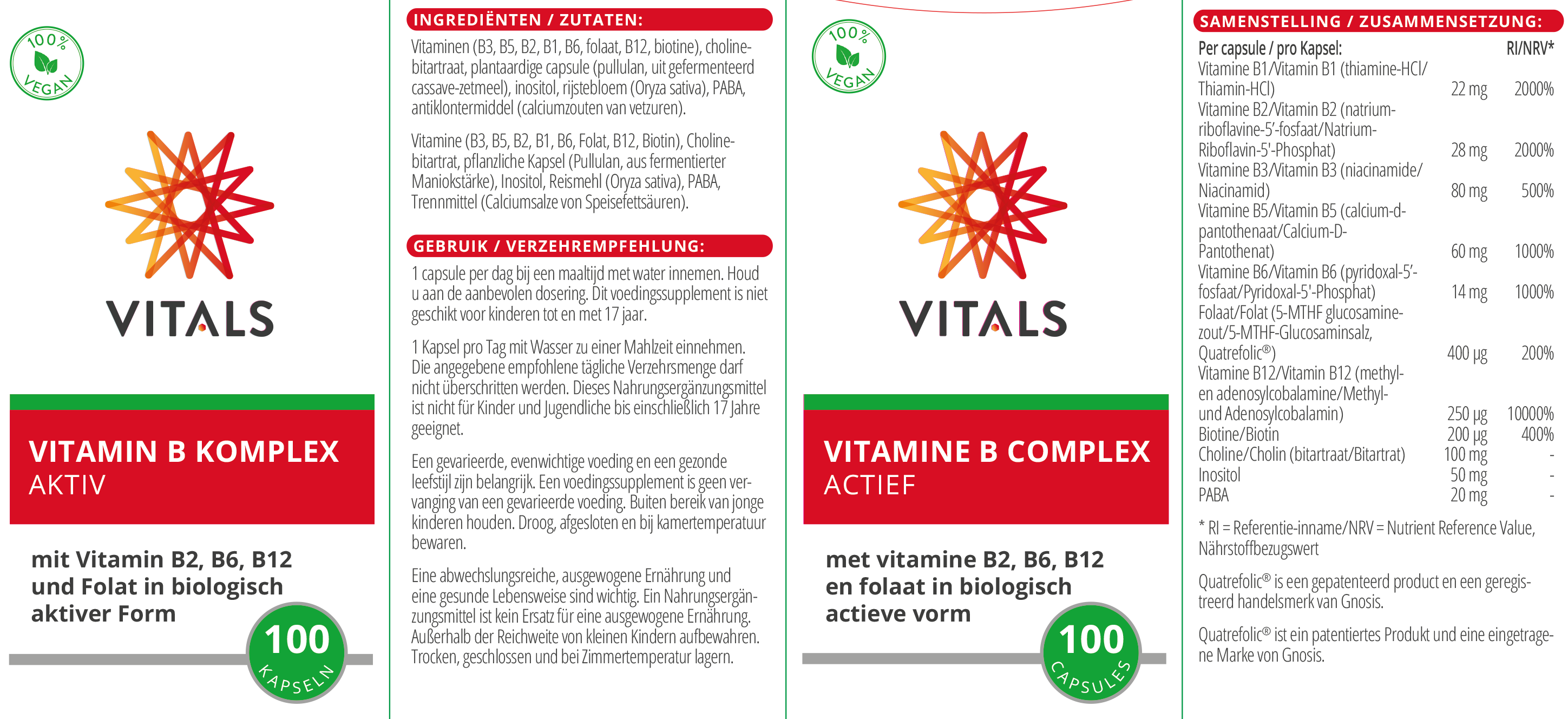 Vitals Vitamin B Komplex Aktiv, 100 Kapseln  EAN: 8716717002610