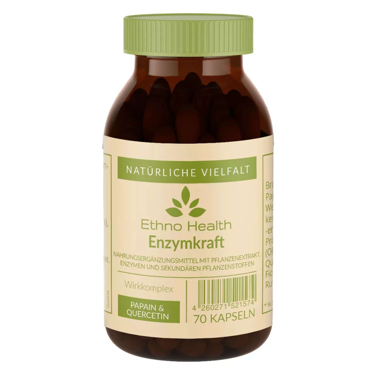 Enzymkraft von Ethno Health beinhaltet 70 Kapseln