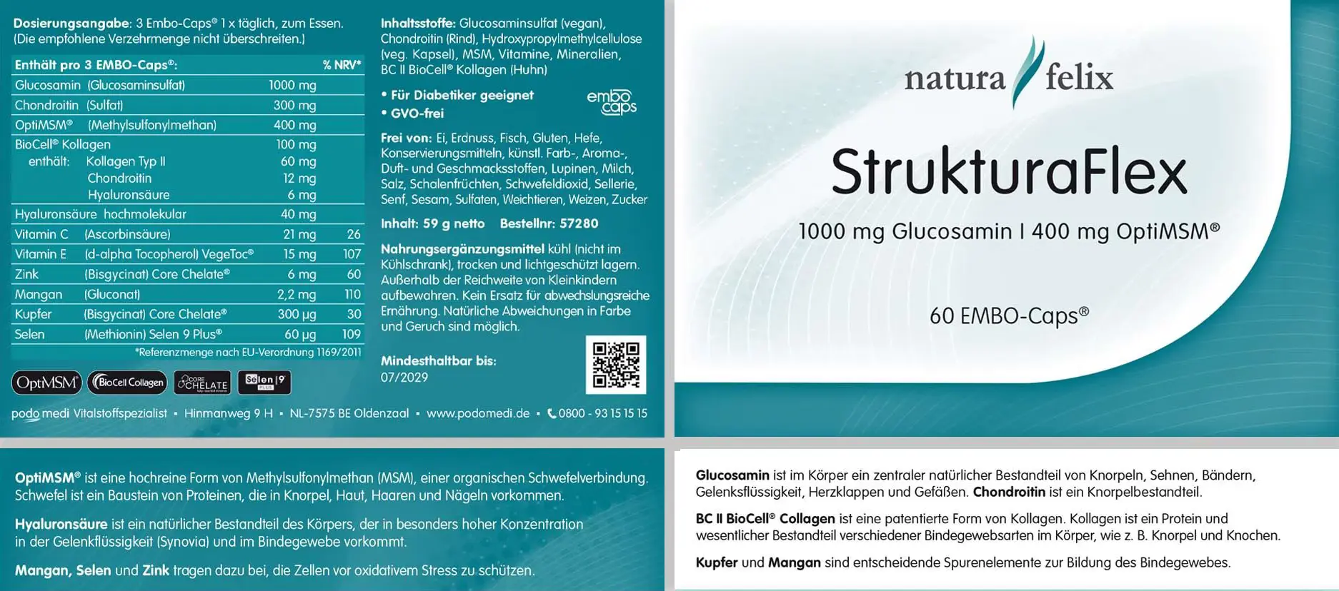 Etikett von StrukuraFlex von natura Felix, eine Marke von Podo Medi Niederlande