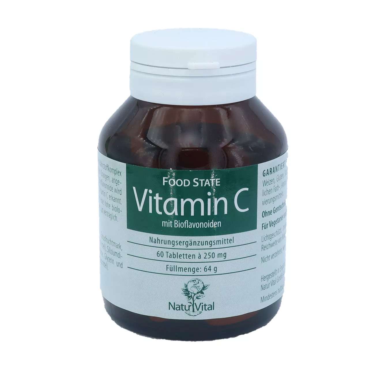 Vitamin C mit Bioflavonoiden von Natur Vital beinhaltet 60 Tabletten