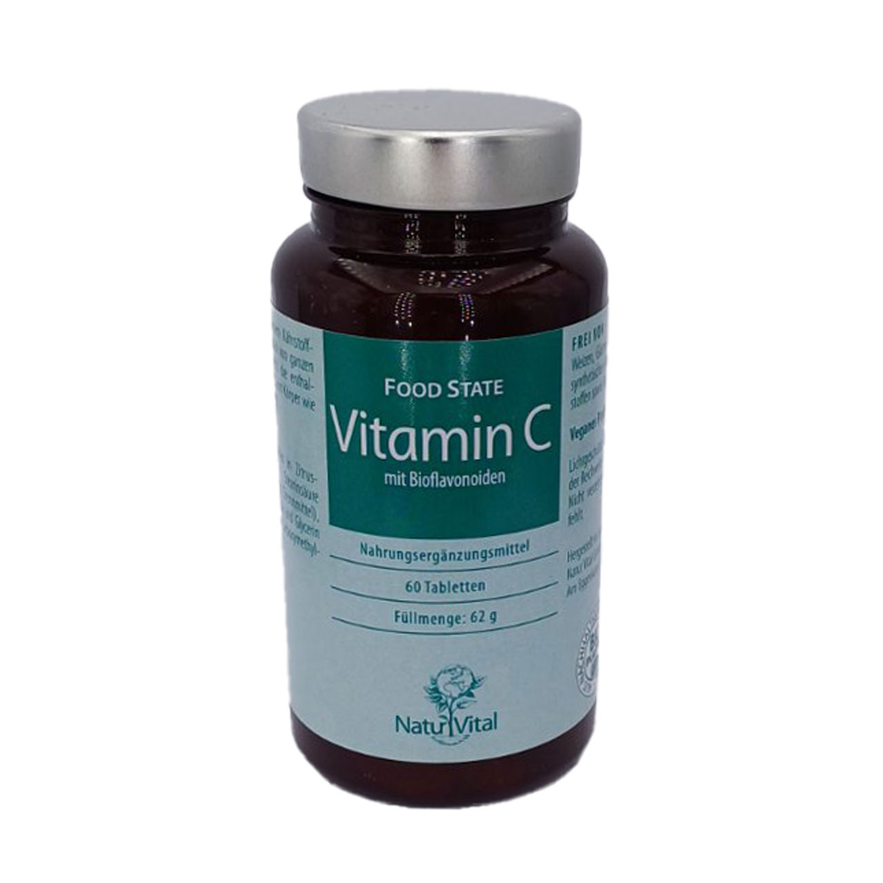 Vitamin C mit Bioflavonoiden von Natur Vital beinhaltet 60 Tabletten