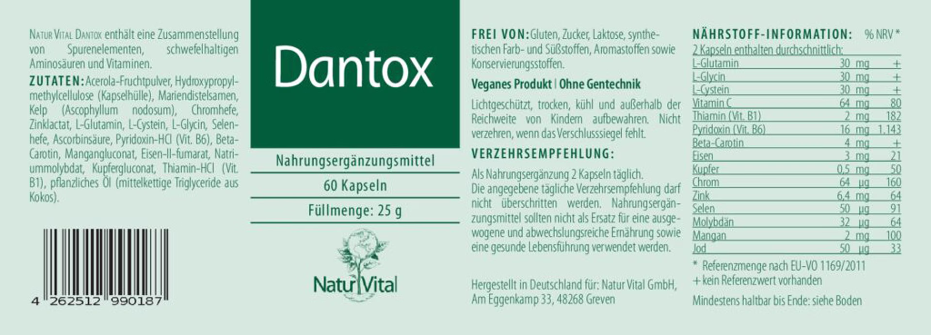 Natur Vital Dantox Glas Natur Vital Dantox Glas
