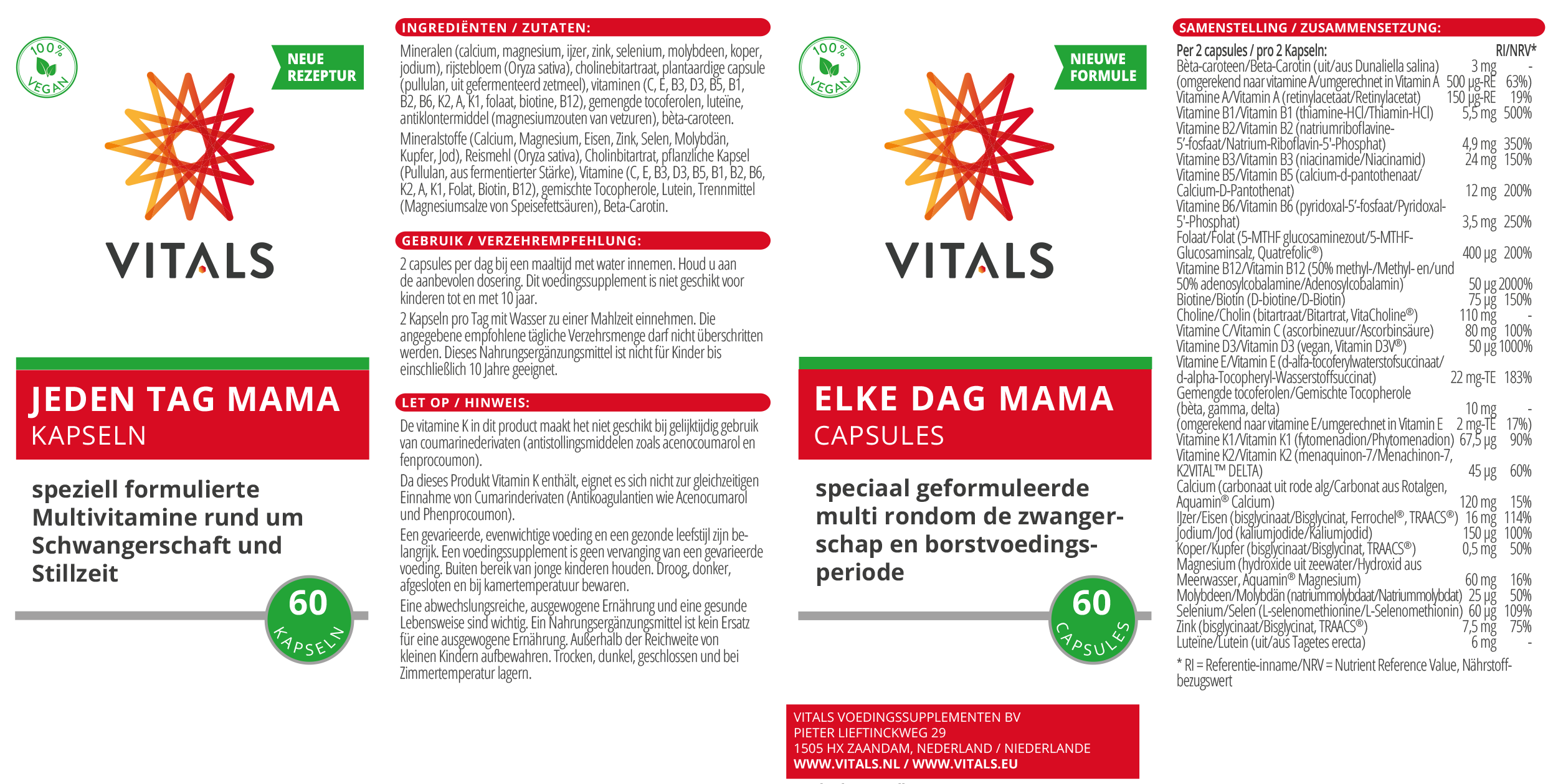 Vitals Jeden Tag Mama Multivitamine, 60 Kapseln  EAN: 8716717004898