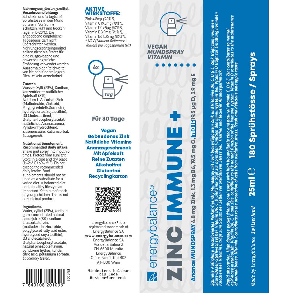 Zinc Immune Etikett von Energybalance