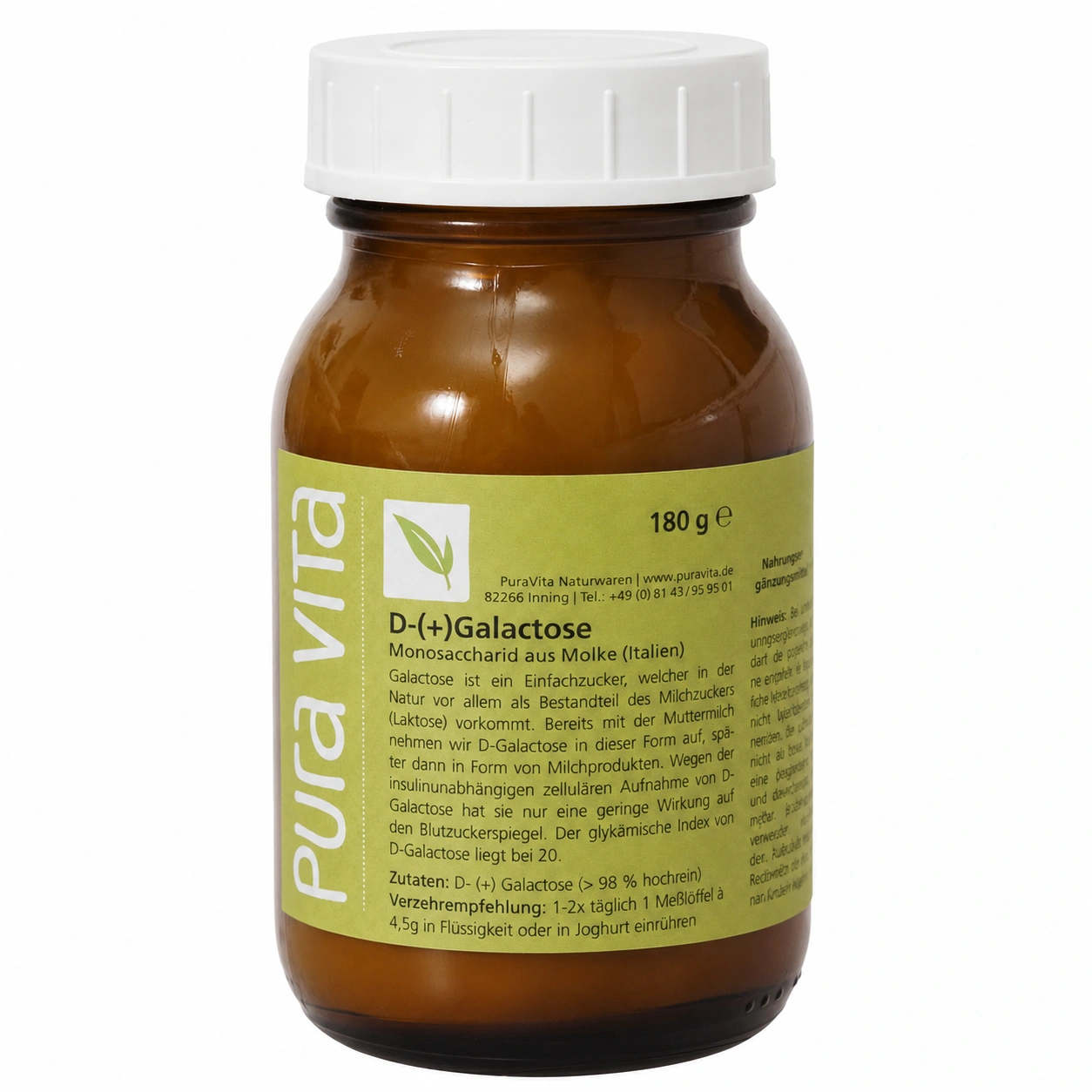 PuraVita D-(+)Galactose, 180 g poeder Alzheimer EAN: