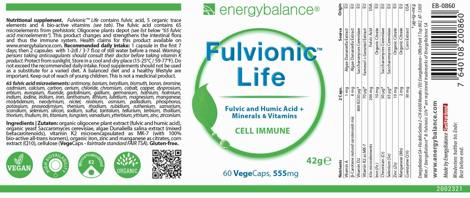 Fulvionic Life Etikett von Energybalance