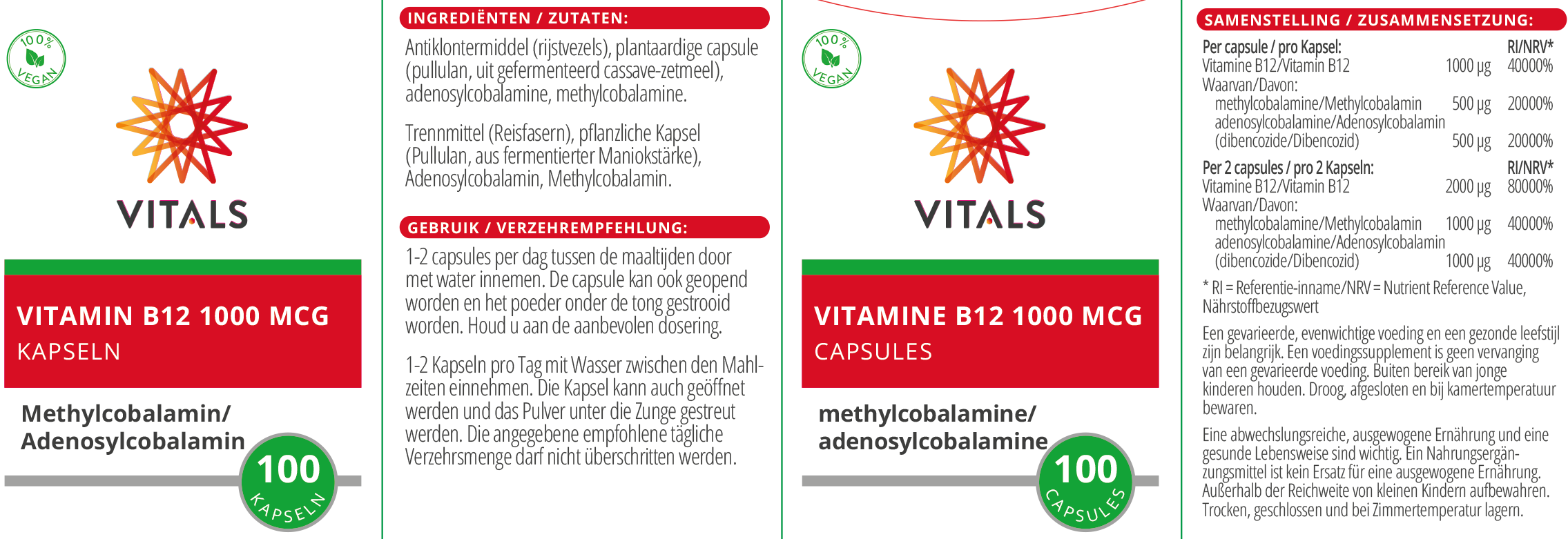 Vitals Vitamin B12 1000 mcg, 100 Kapseln  EAN: 8716717002917