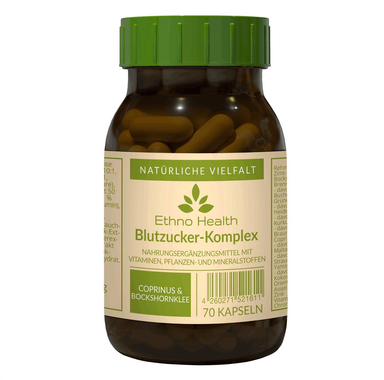 Ethno Health Blutzucker-Komplex, 70 Kapseln Blutzucker; Diabetes; Glucose; TCM; chinesische Medizin EAN: 4260271521611