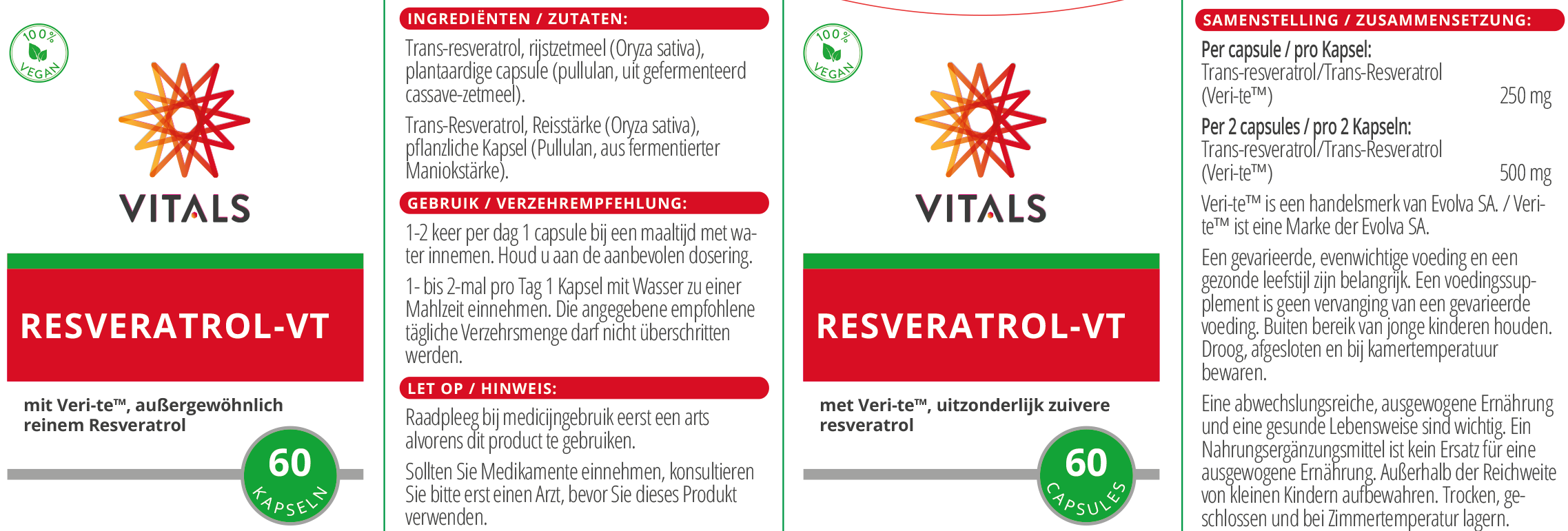 Vitals Resveratrol-VT, 60 Kapseln  EAN: 8716717003983