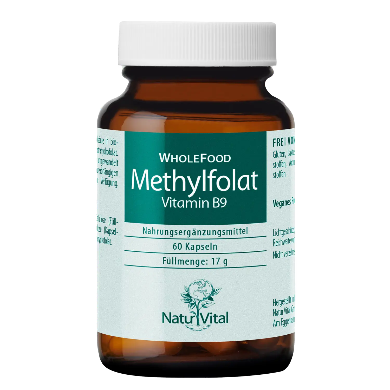 Methylfolat von Natur Vital beinhaltet 60 Kapseln