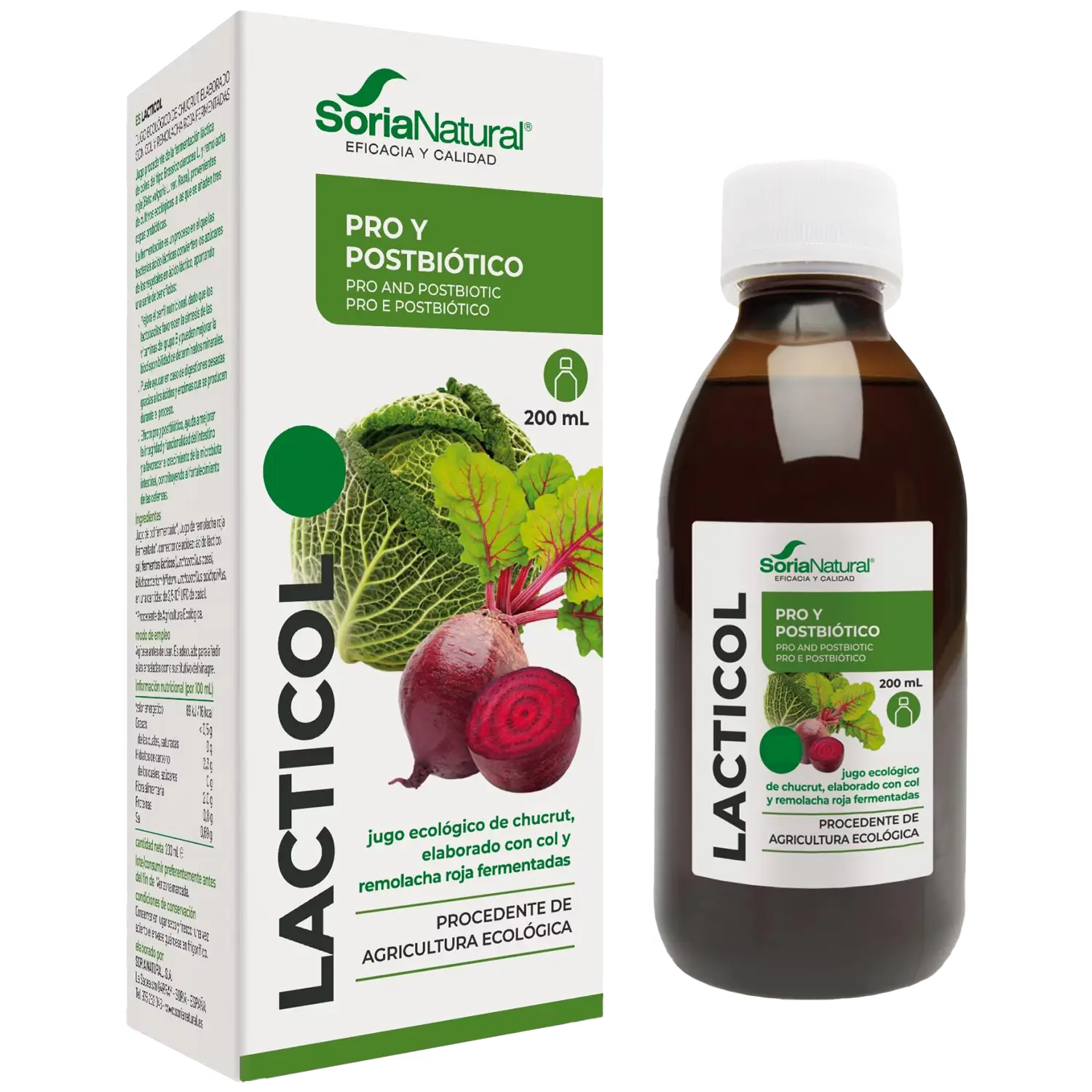 Soria Natural Lacticol, milchsaures Fermentprodukt aus Weißkraut und Rote Beete, 200 ml  EAN: 8422947060251