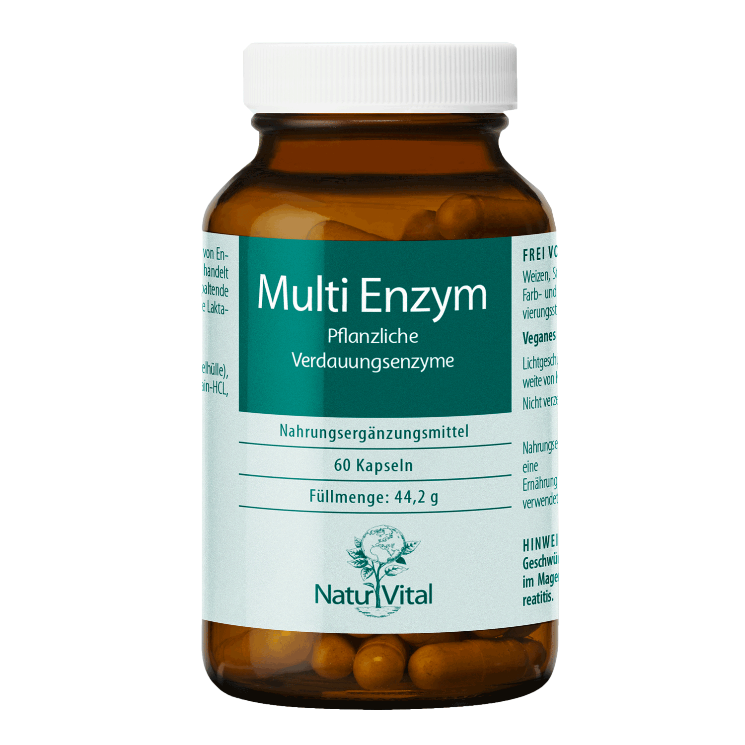 Multienzym pflanzlich von Natur Vital beinhaltet 60 Kapseln