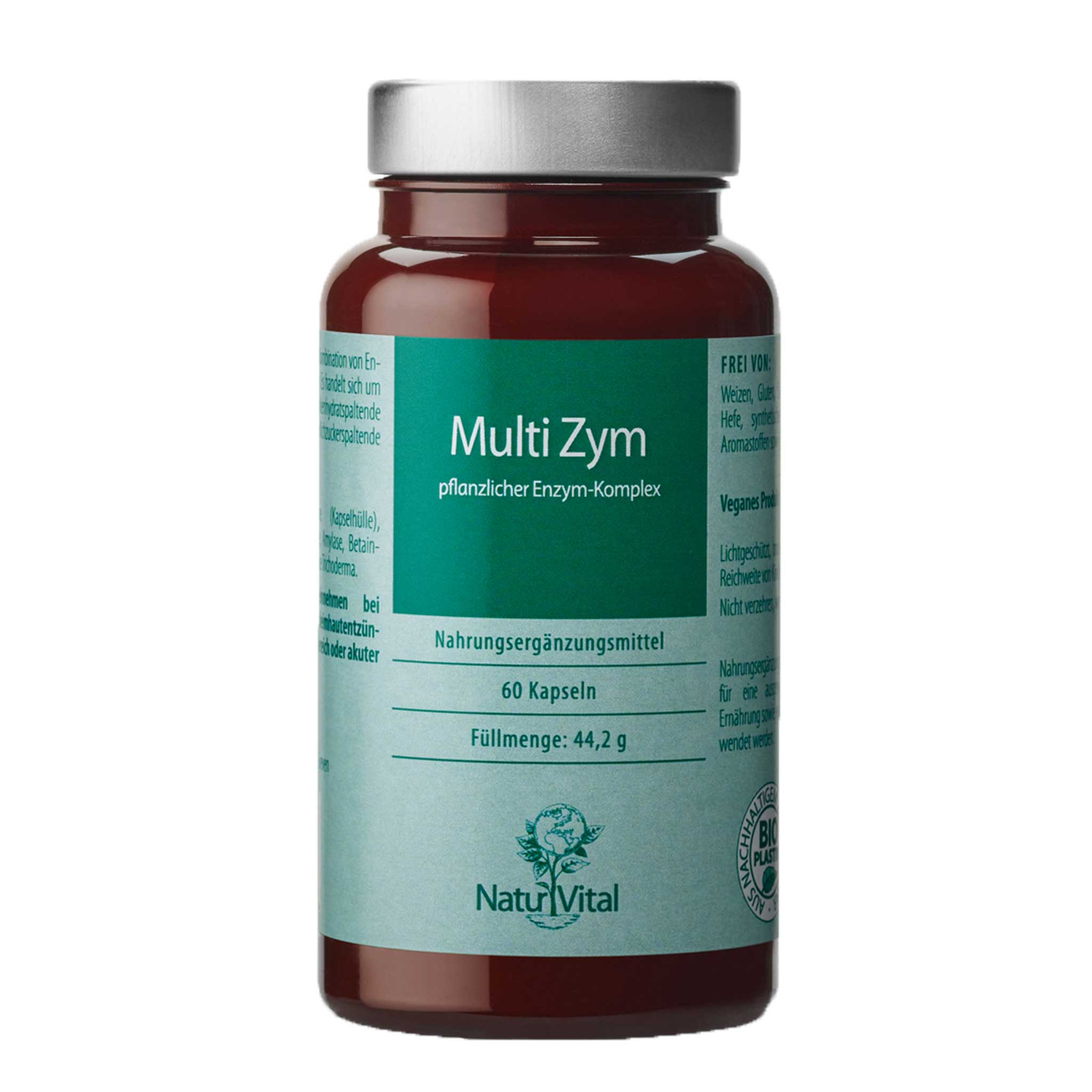 MultiZym pflanzlich von Natur Vital beinhaltet 60 Kapseln