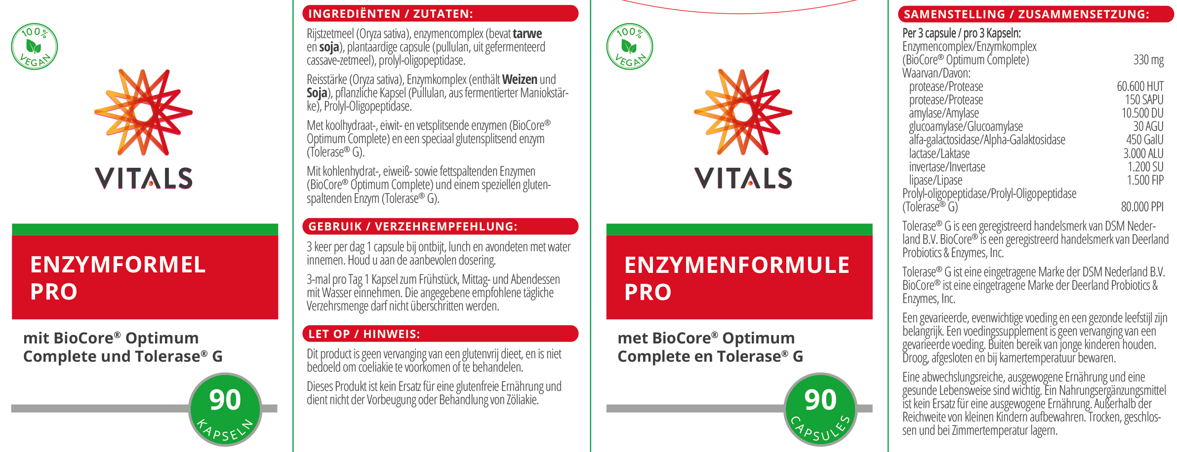 Vitals Enzymformel Pro, 90 Kapseln  EAN: 8716717004638
