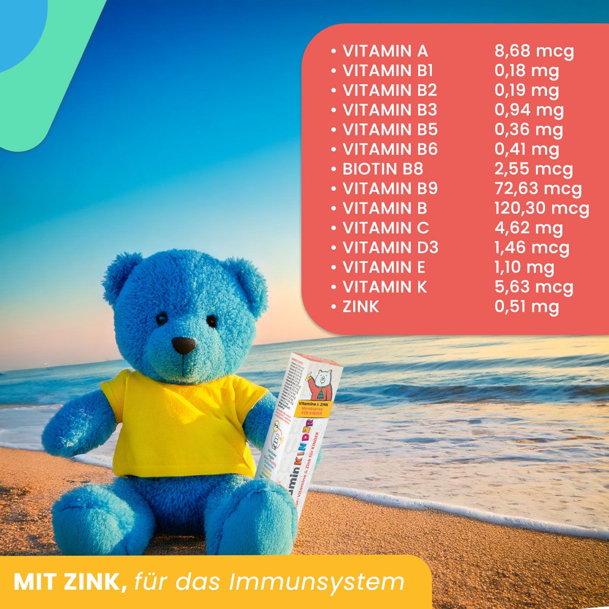 EnergyBalance Multivitamin Kinder Mundspray mit 13 bioaktiven Natur-Vitaminen, 25 ml Müdigkeit EAN: 7640108209955