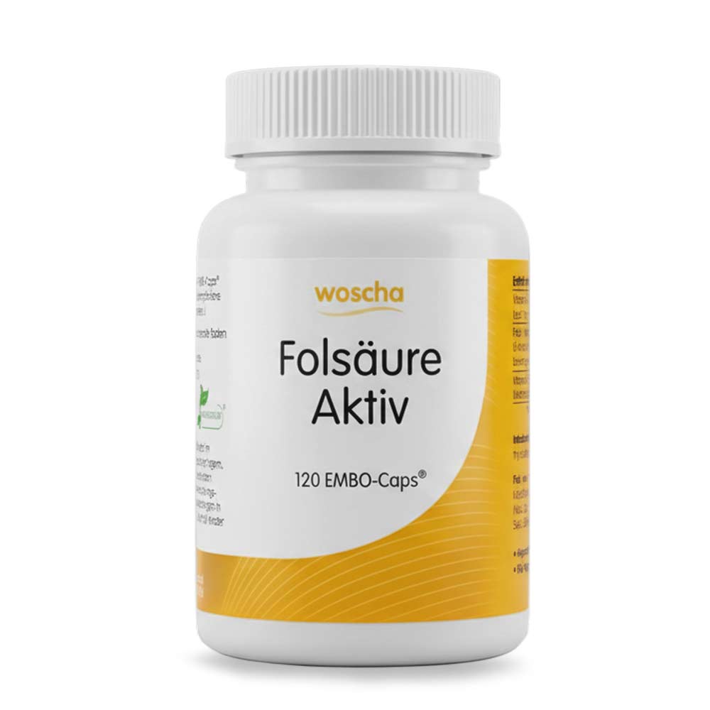Woscha Folsäure Aktiv von podo medi beinhaltet 120 Kapseln