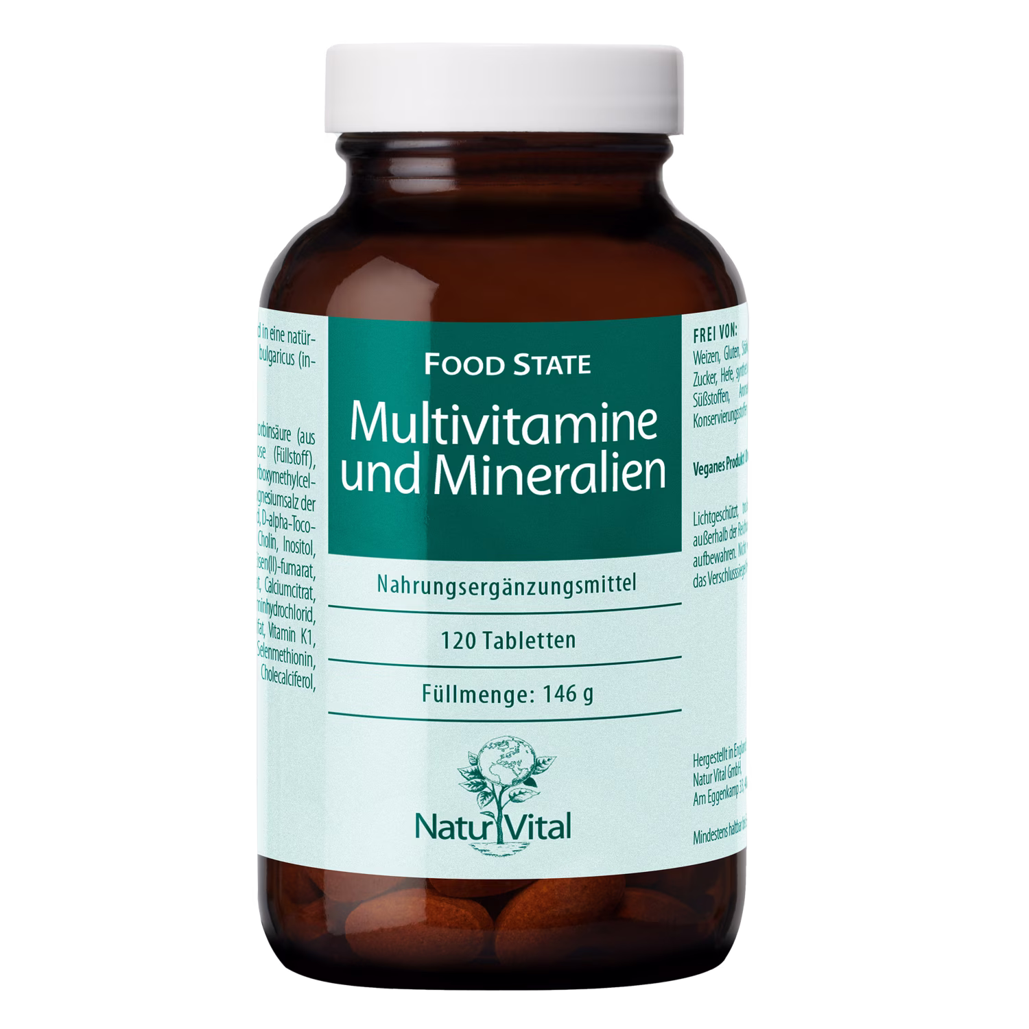 Multivitamine und Mineralien von Natur Vital beinhaltet 120 Tabletten