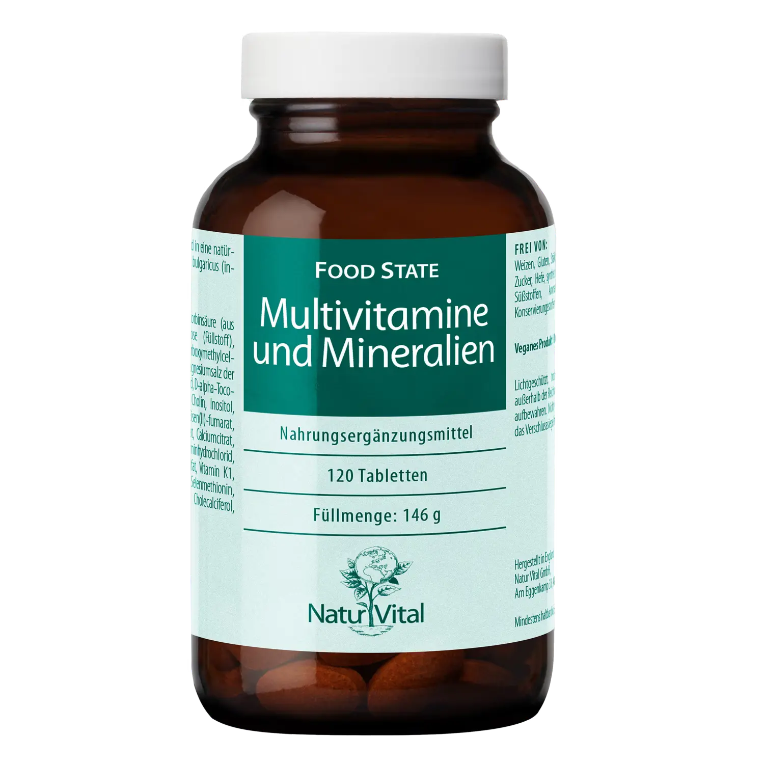 Multivitamine und Mineralien von Natur Vital beinhaltet 120 Tabletten