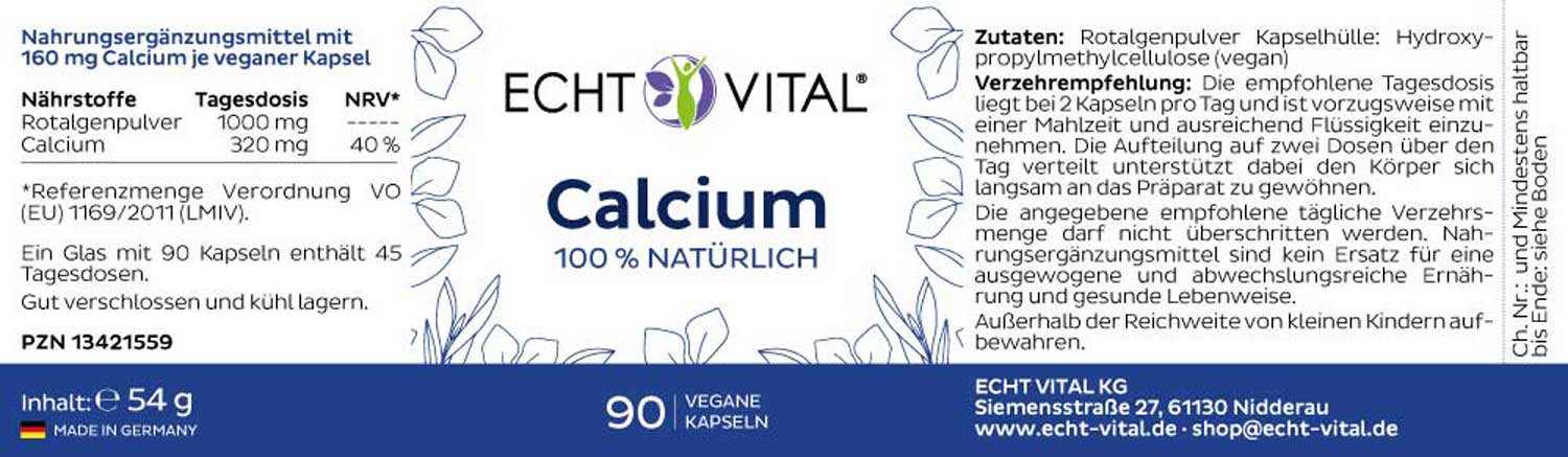 Calcium from algae, 90 capsules