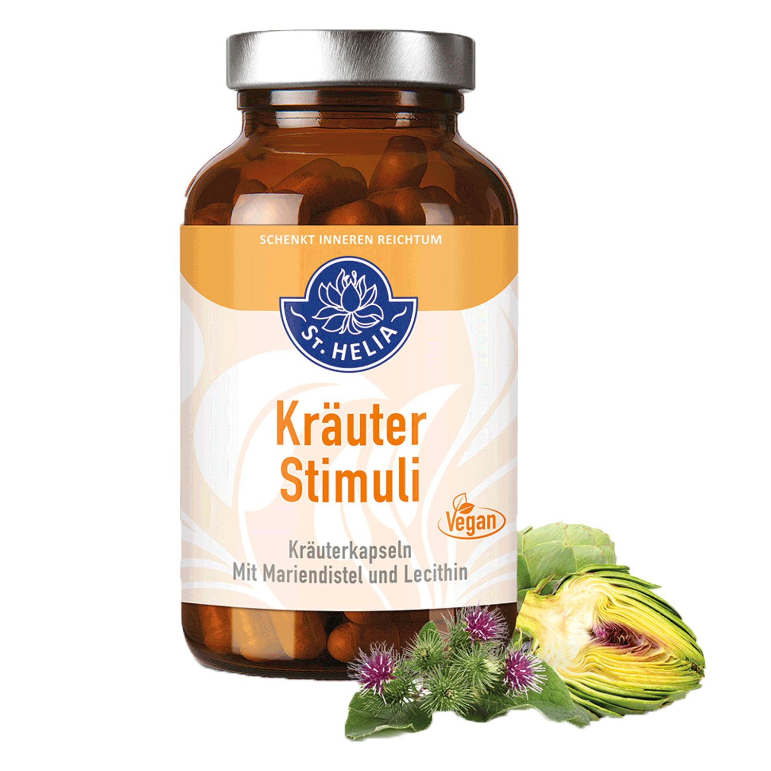 Kräuter Stimuli Mariendistel St. Helia 180 Kapseln Kräuter Stimuli mit Mariendistel von St. Helia beinhaltet 180 Kapseln