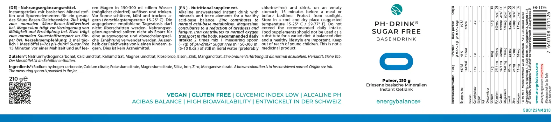 PH-Drink Sugar-Free zuckerfreier Basendrink