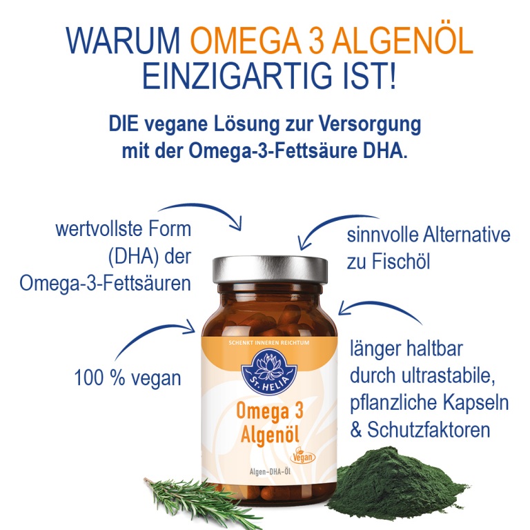 St. Helia Omega 3 Algenöl mit DHA, 90 Kapseln Omega 3 EAN: 4260296430936