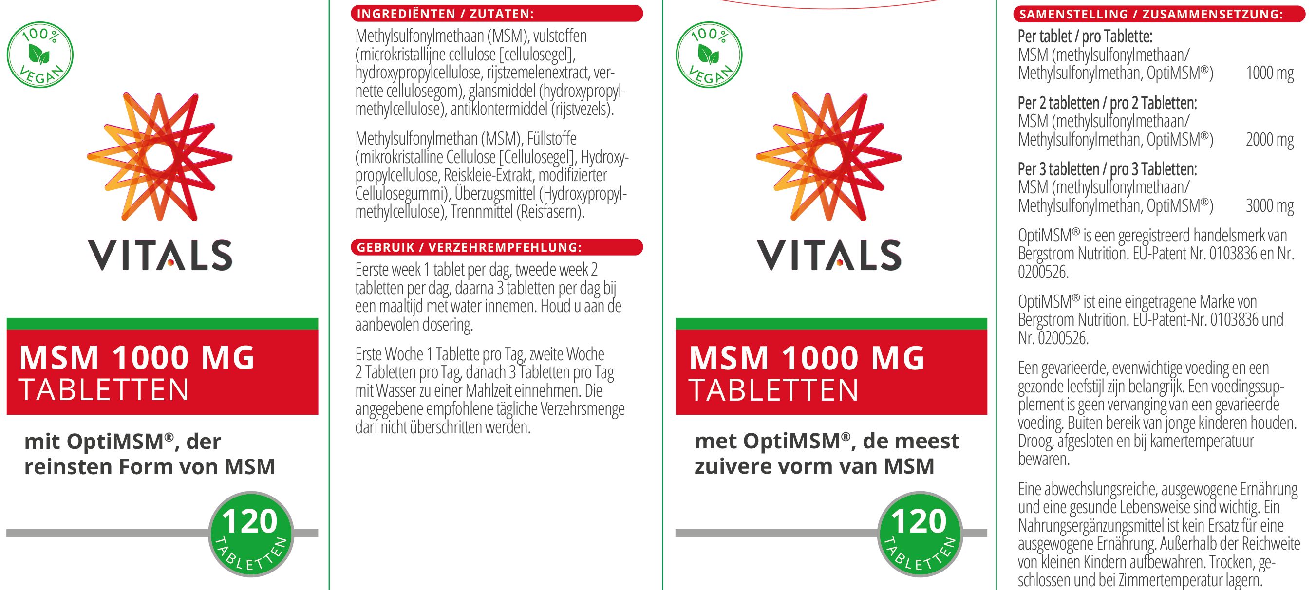 Vitals MSM 1000 mg mit OptiMSM, 120 Tabletten  EAN: 8716717000036