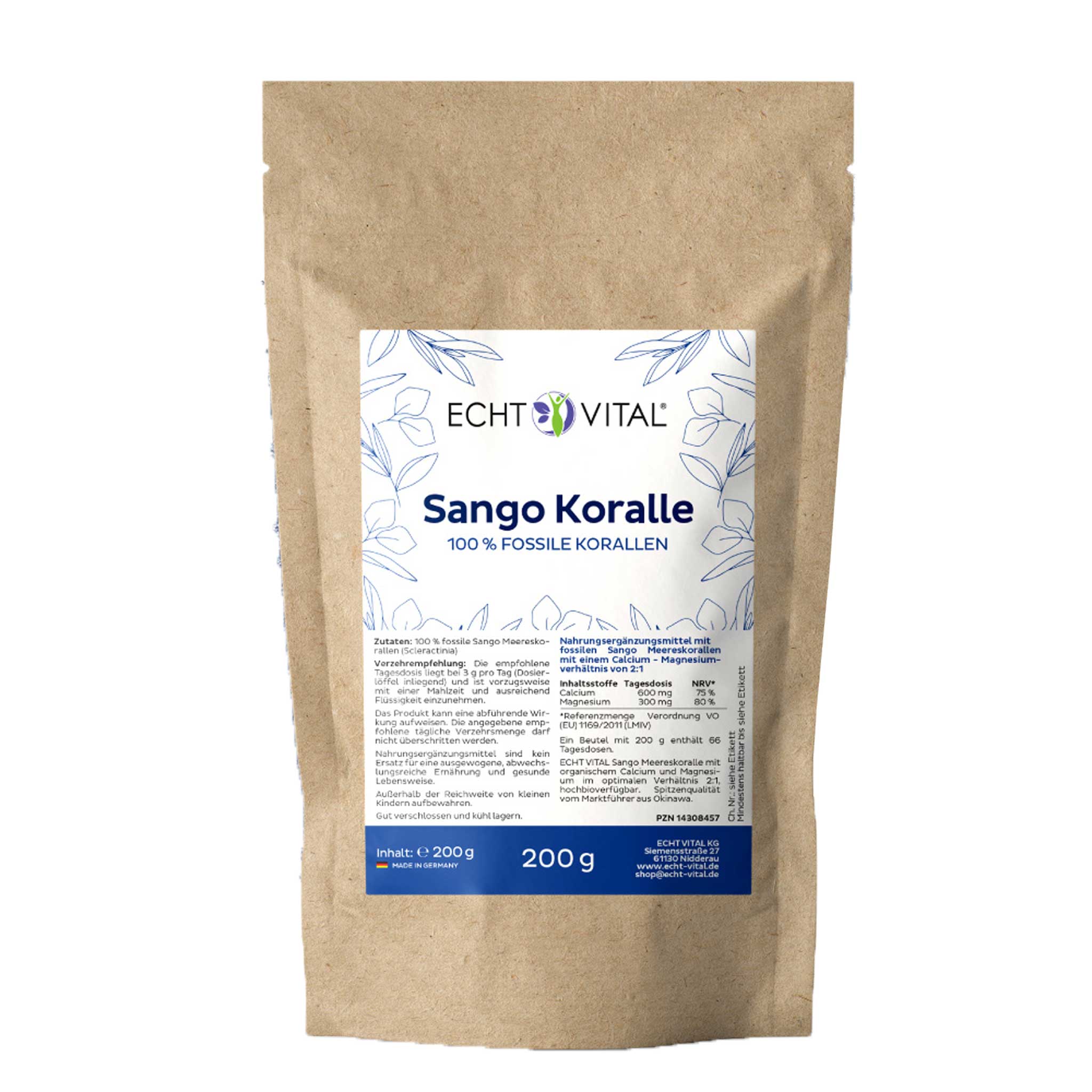 Sango Koralle Pulver Echt Vital 200 g Sango Koralle Pulver von Echt Vital in 200 Gramm Packung
