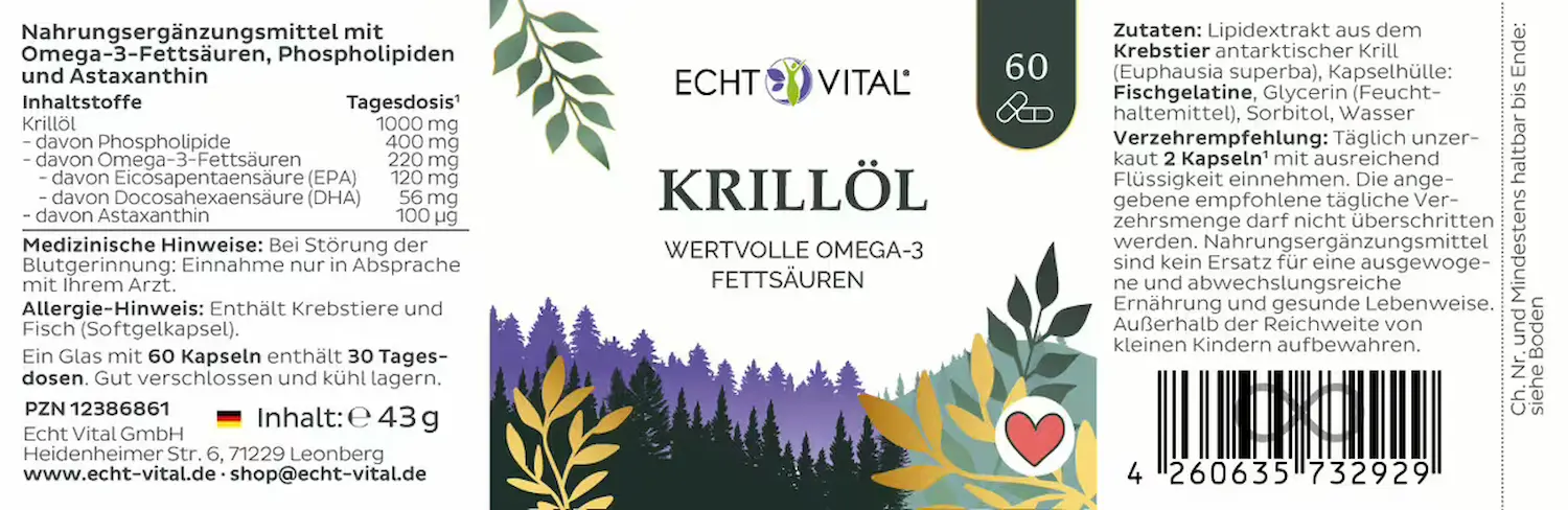 Echt Vital Krillöl, 60 Kapseln  EAN: 4260635732929
