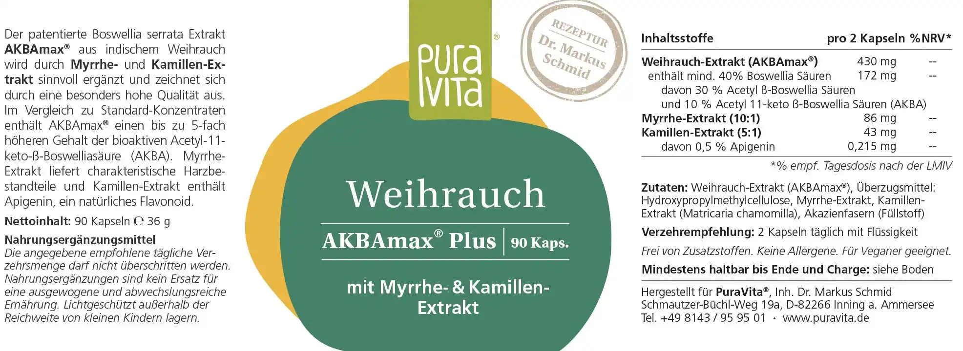 PuraVita Weihrauch AKBAmax® Plus, 90 Kaps Gelenke EAN: