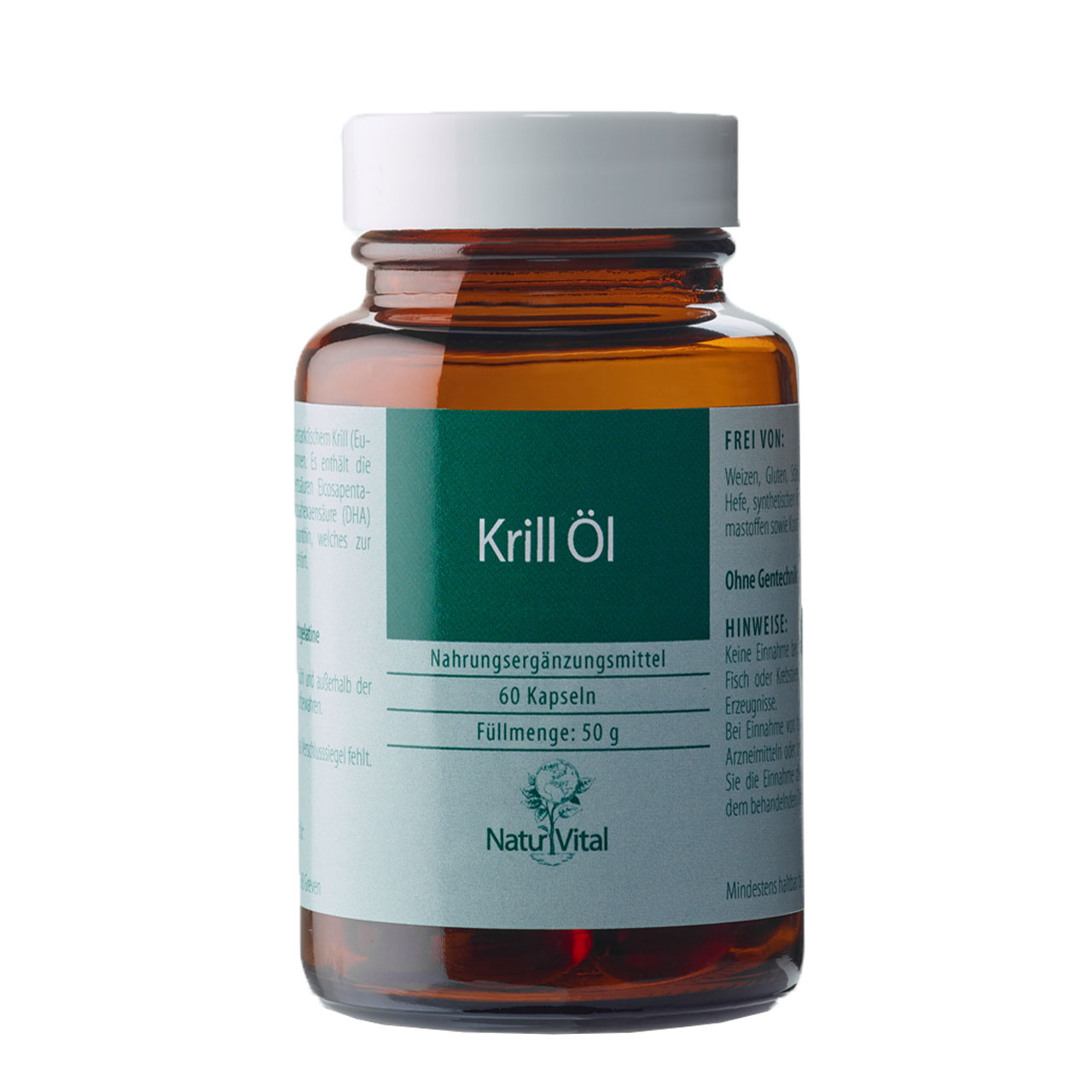 Krill Öl von Natur Vital beinhaltet 60 Kapseln