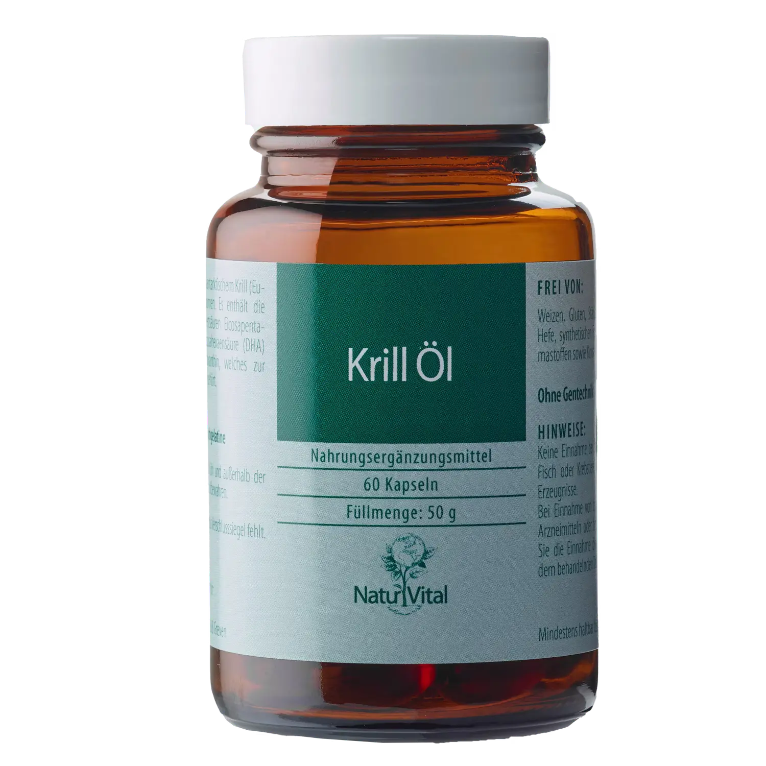 Krill Öl von Natur Vital beinhaltet 60 Kapseln