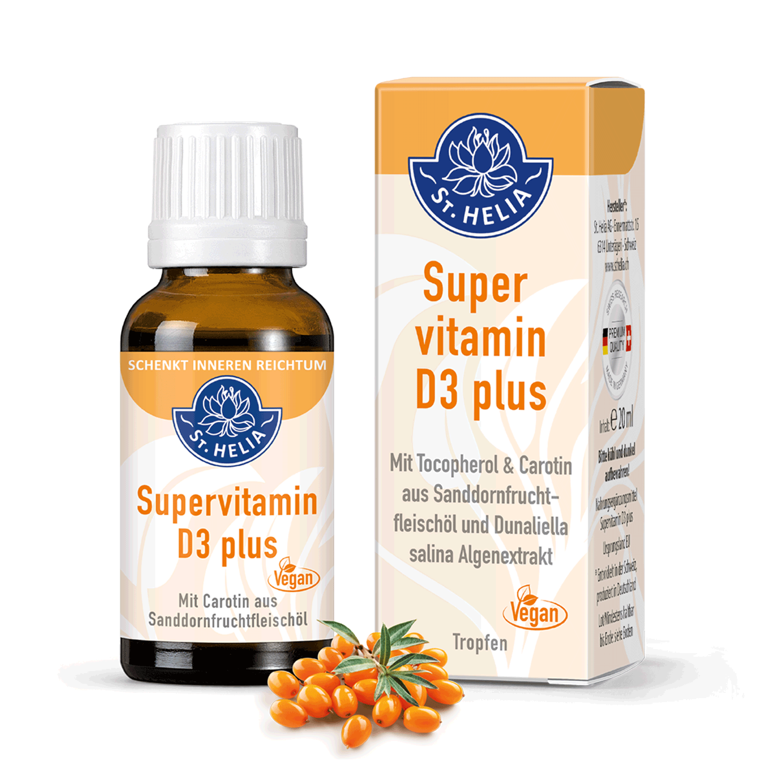 Supervitamin D3 Tropfen St. Helia 20 ml Supervitamin D3 plus Tropfen von St. Helia in 20 Milliliter Flasche